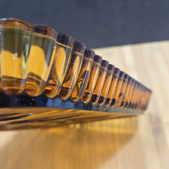 INDIANA GLASS AMBER DEPRESSION DIVIDED RELISH TRAY FRUIT PLATTER - Picture 13 of 16